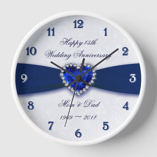 Soft Damask 45th Wedding Jubileum Clock (Voorkant)