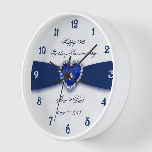 Soft Damask 45th Wedding Jubileum Clock