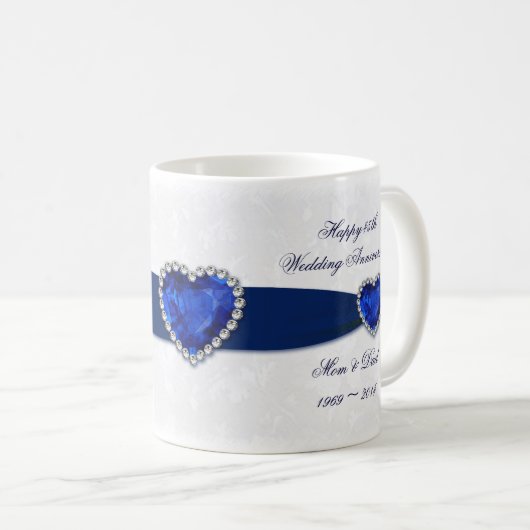 Soft Damask 45th Wedding Jubileum Mok (Voorkant rechts)