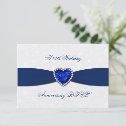 Soft Damask 45th Wedding Jubileum RSVP Kaartje (Staand voorkant)