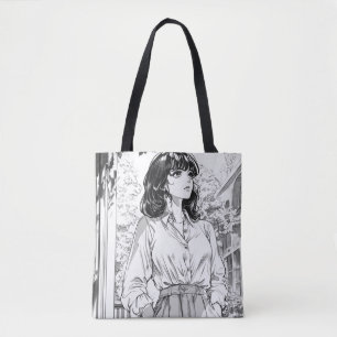 Soft & Delicate Manga Meisje Illustratie Canvas ta Tote Bag