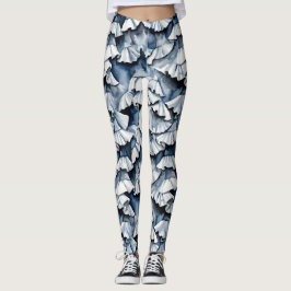 Soft Denim Blue Watercolor Ruffles Leggings