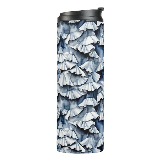 Soft Denim Blue Watercolor Ruffles Thermosbeker (Gedraaid links)