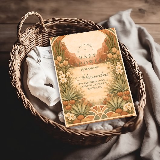Soft Desert Wildflowers Baby Shower Kaart