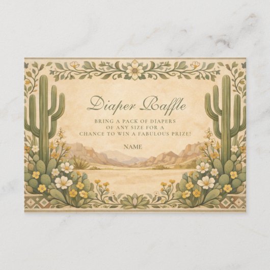 Soft Desert Wildflowers Diapper Raffle  Informatiekaartje (Voorkant)