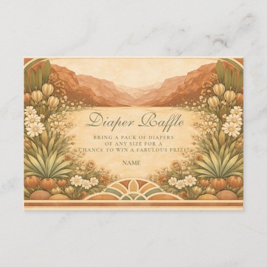 Soft Desert Wildflowers Diapper Raffle  Informatiekaartje (Voorkant)