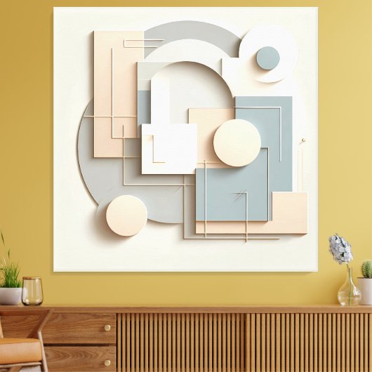 Soft Dimensional Arcs Canvas Afdruk (Insitu (Woonkamer))