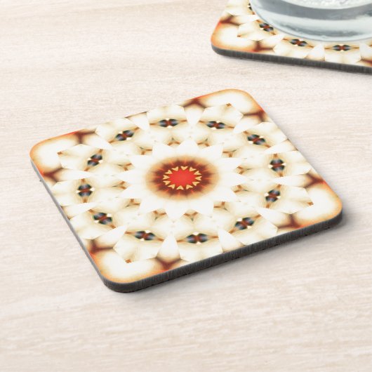 Soft Dreamweaver Cream Floral Pattern Bier Onderzetter (Linkerzijde)