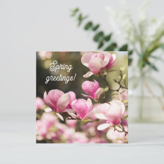 Soft Dreamy Magnolia spring greeting Kaart (Staand voorkant)