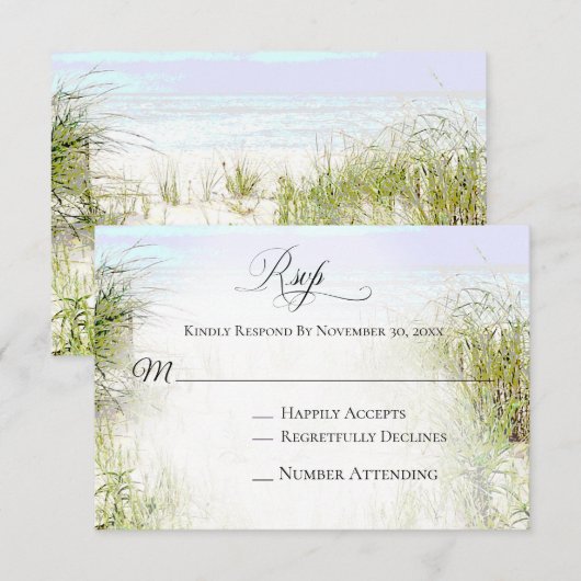 *~ Soft Dune Beach Grass Fotobruiloft RSVP Kaartje (Voorkant / Achterkant)