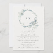 Soft Dusky Blue Floral Wreatal Baby shower Invite Bedankkaart (Voorkant)