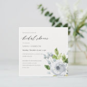 SOFT DUSKY BLUE WATERVERF FLORAL VRIJGEZELLENFEEST KAART (Staand voorkant)