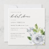 SOFT DUSKY BLUE WATERVERF FLORAL VRIJGEZELLENFEEST KAART (Voorkant)