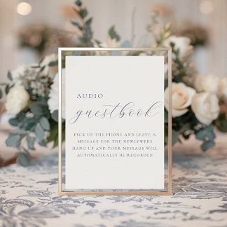 Soft Dusty Blue Audio Guestbook Wedding Sign Poster