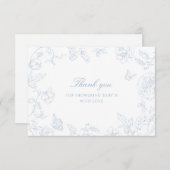 Soft Dusty Blue Chinoiserie Baby shower Bedankkaart (Voorkant / Achterkant)