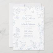Soft Dusty Blue Chinoiserie Baby shower Kaart (Voorkant)