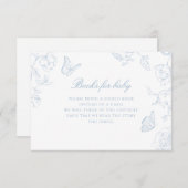 Soft Dusty Blue Chinoiserie Boeken voor Baby Informatiekaartje (Voorkant / Achterkant)