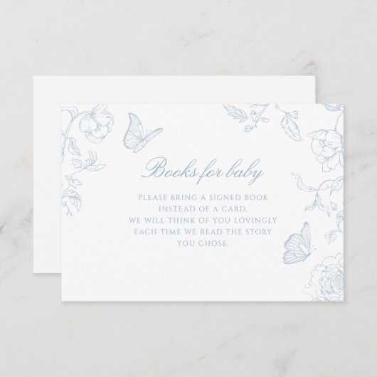 Soft Dusty Blue Chinoiserie Boeken voor Baby Informatiekaartje (Voorkant / Achterkant)