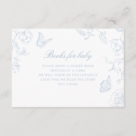 Soft Dusty Blue Chinoiserie Boeken voor Baby Informatiekaartje (Voorkant)