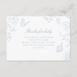 Soft Dusty Blue Chinoiserie Boeken voor Baby Informatiekaartje