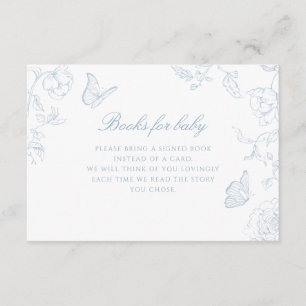 Soft Dusty Blue Chinoiserie Boeken voor Baby Informatiekaartje