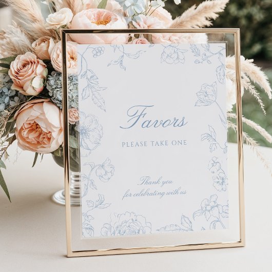 Soft Dusty Blue Chinoiserie Favors Poster