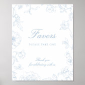 Soft Dusty Blue Chinoiserie Favors Poster (Voorkant)