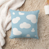 Soft Dusty Blue Cloud Print Square Sierkussen (Deken)