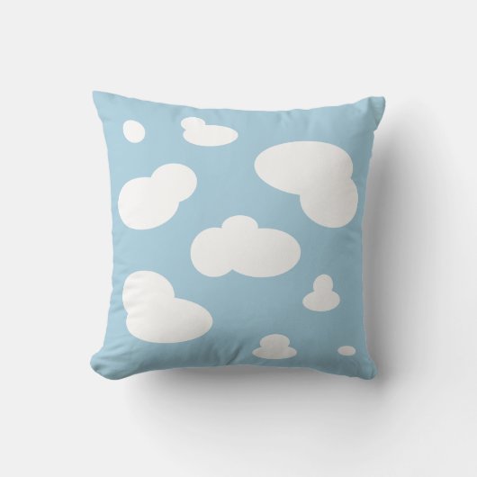 Soft Dusty Blue Cloud Print Square Sierkussen (Voorkant)