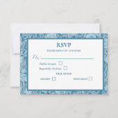 Soft Dusty Blue Elegant Floral Response Kaart (Voorkant)