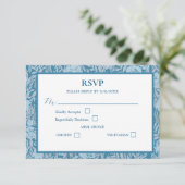 Soft Dusty Blue Elegant Floral Response Kaart (Staand voorkant)