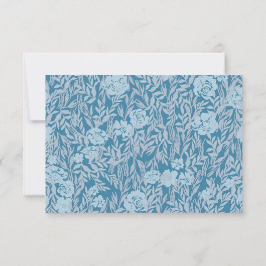 Soft Dusty Blue Elegant Floral Response Kaart (Achterkant)