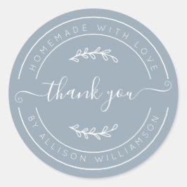 Soft Dusty Blue Homemade Thank You Label