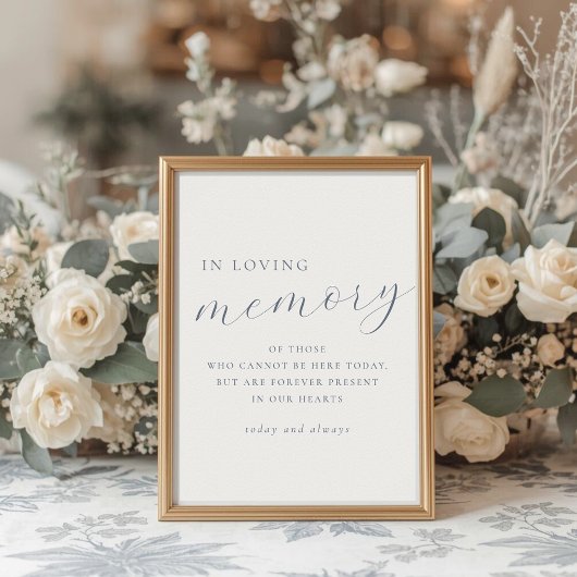 Soft Dusty Blue In Loving Memory Wedding Sign Poster