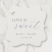 Soft Dusty Blue Love Is Sweet Wedding Bedankjes Labels (Voorkant)