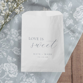 Soft Dusty Blue Love Is Sweet Wedding Bedankzakje