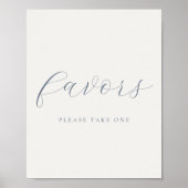 Soft Dusty Blue Wedding Favors Sign Poster (Voorkant)