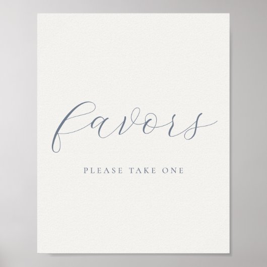 Soft Dusty Blue Wedding Favors Sign Poster (Voorkant)