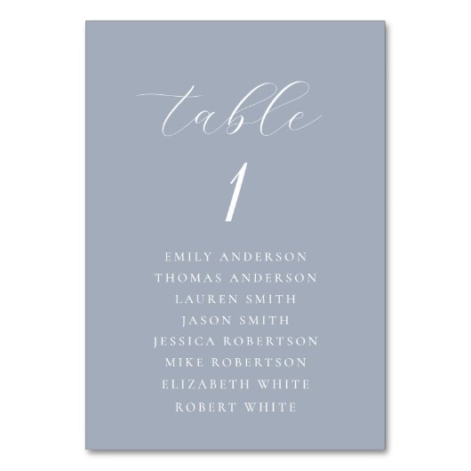 Soft Dusty Blue Wedding Seating Chart Kaart (Voorkant)