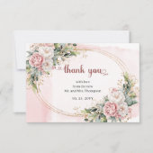 Soft Dusty Pink Floral Eucalyptus Wedding Thank U Bedankkaart (Voorkant)