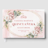 Soft Dusty Pink Flowers Eucalyptus 15th Guest Book Gastenboek (Voorkant)