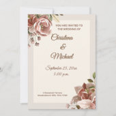 Soft Dusty Rose Floral Wedding Invitation Kaart (Voorkant)