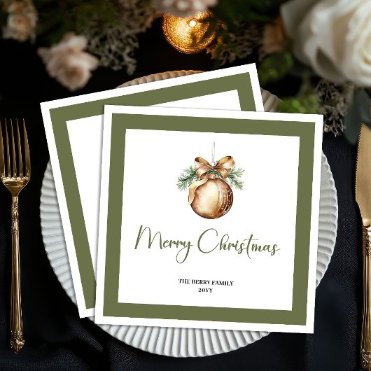 Soft Earthy Christmas Bauble Personalized Napkins Servet