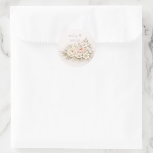 Soft Editorial Botanical Wedding Ronde Sticker (Tas)