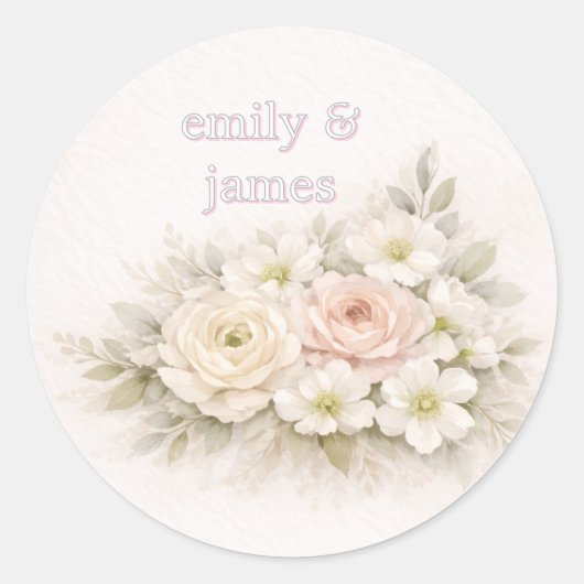 Soft Editorial Botanical Wedding Ronde Sticker (Voorkant)
