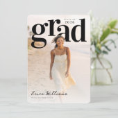 Soft Editorial Grad PhotoPop Graduation Kaart (Staand voorkant)