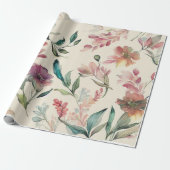 Soft Elegant Handschilderd Floral Wedding & Bridal Cadeaupapier (Uitgerold)