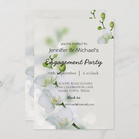 Soft Elegant Orchid Engagement Party - Uitnodiging (Voorkant / Achterkant)