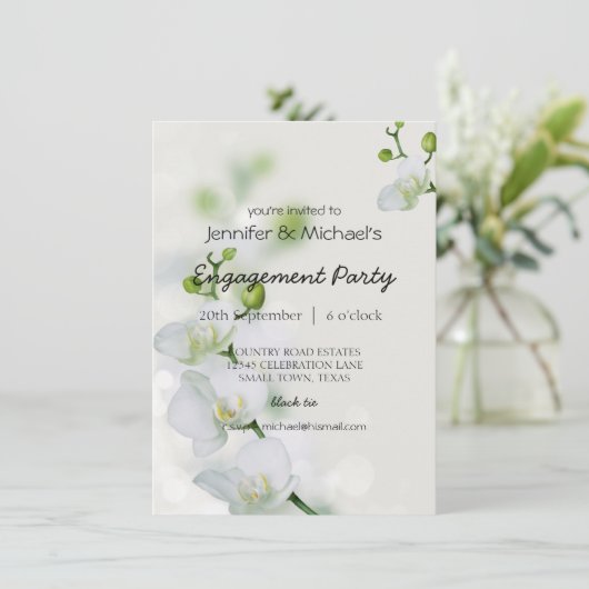 Soft Elegant Orchid Engagement Party - Uitnodiging (Staand voorkant)