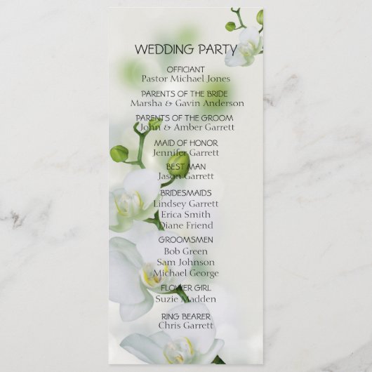 Soft Elegant Orchid Programmakaart (Achterkant)